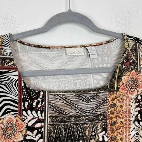 Chicos Multi Colored Square Neck Multi Print Floral Animal Size 1 (medium) - Picture 5 of 8